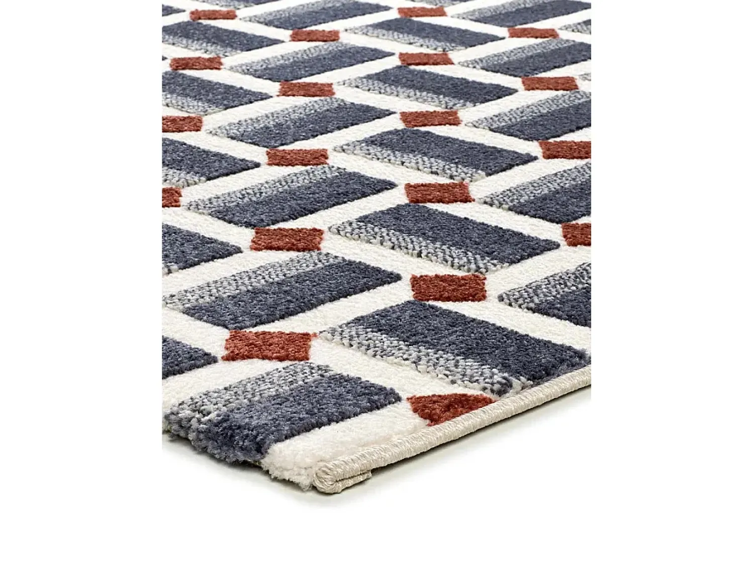 Hot Alfombra interior - geométrico con relieve - - 160 x 230 cm - AMARA Azul / Blanco