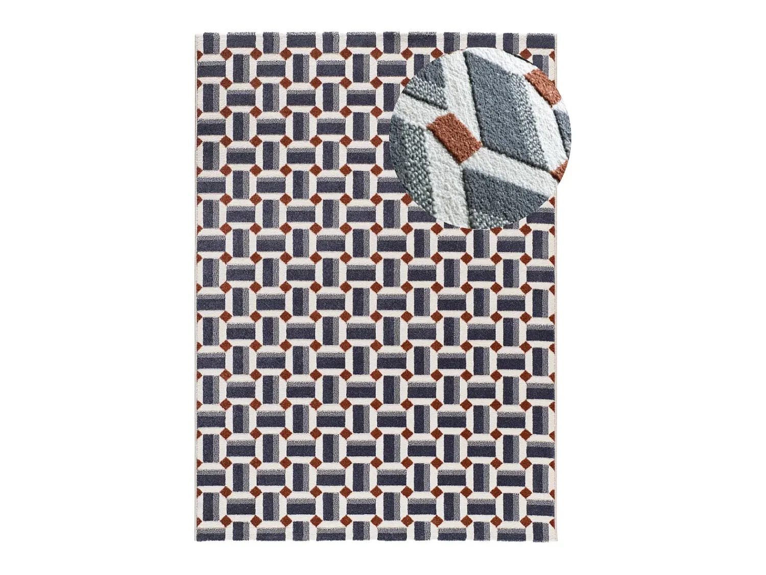 Hot Alfombra interior - geométrico con relieve - - 160 x 230 cm - AMARA Azul / Blanco