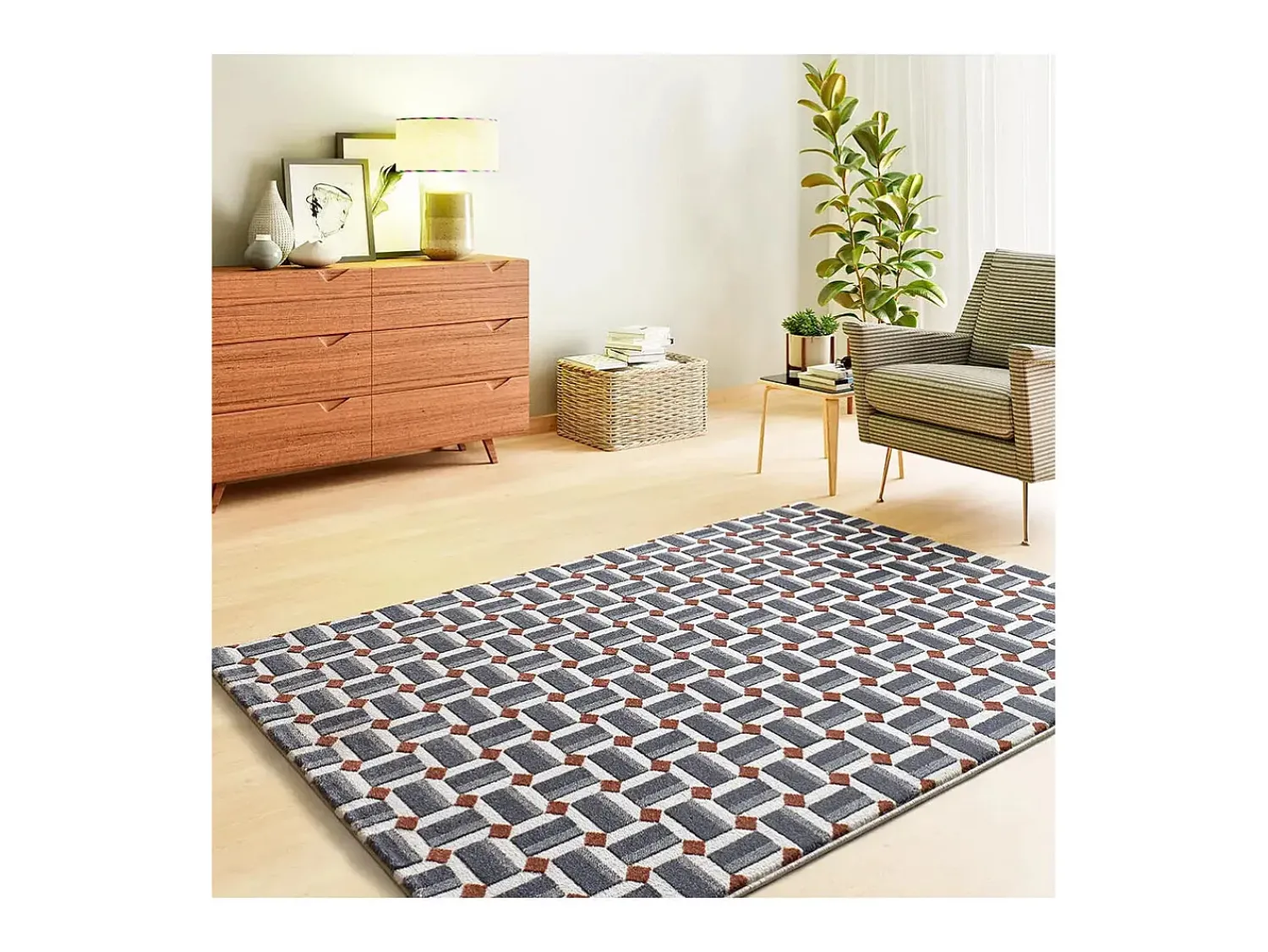 Hot Alfombra interior - geométrico con relieve - - 160 x 230 cm - AMARA Azul / Blanco
