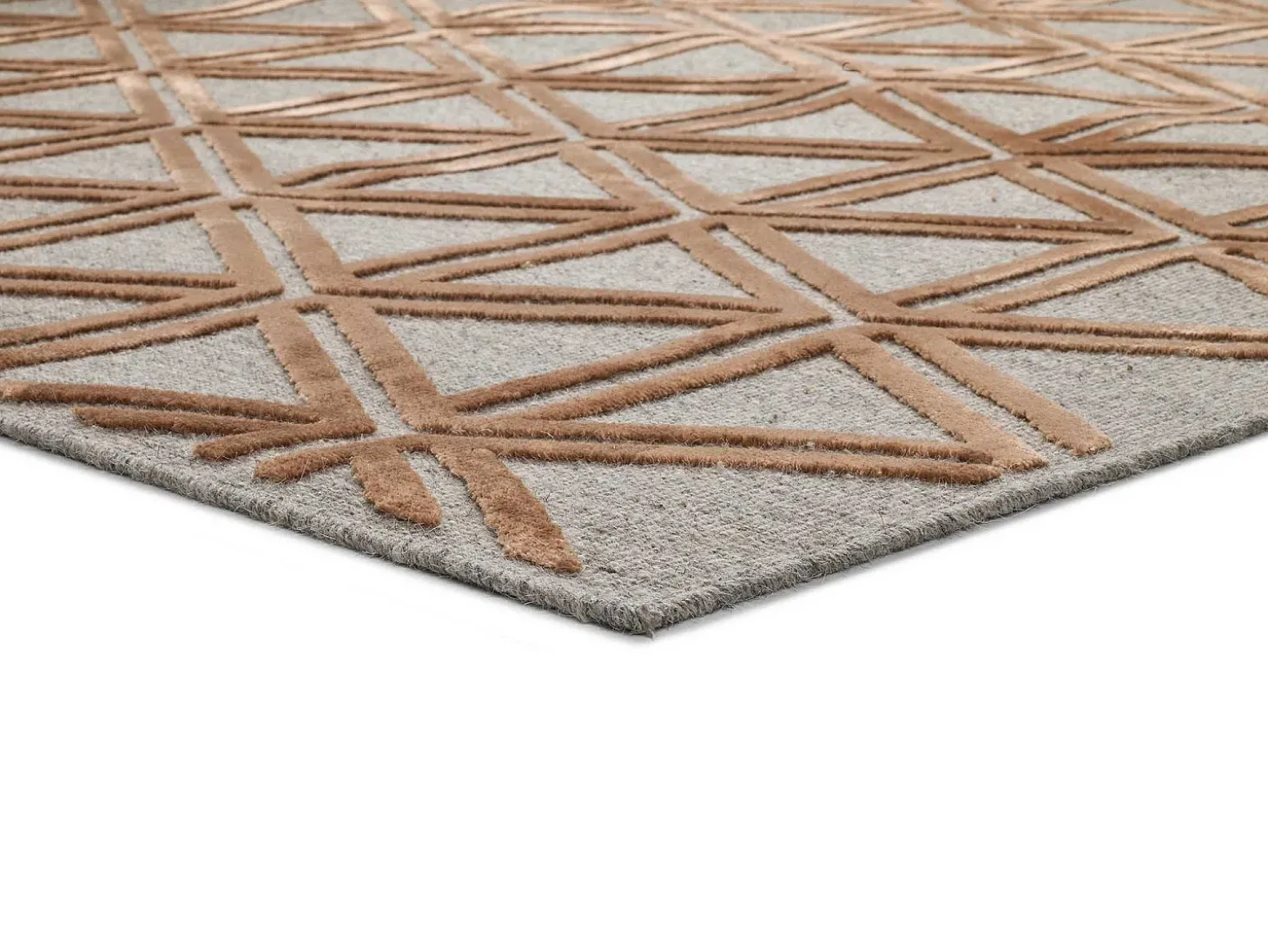 Alfombra interior - geométrico - cobre - 120 x 170 cm - LANA