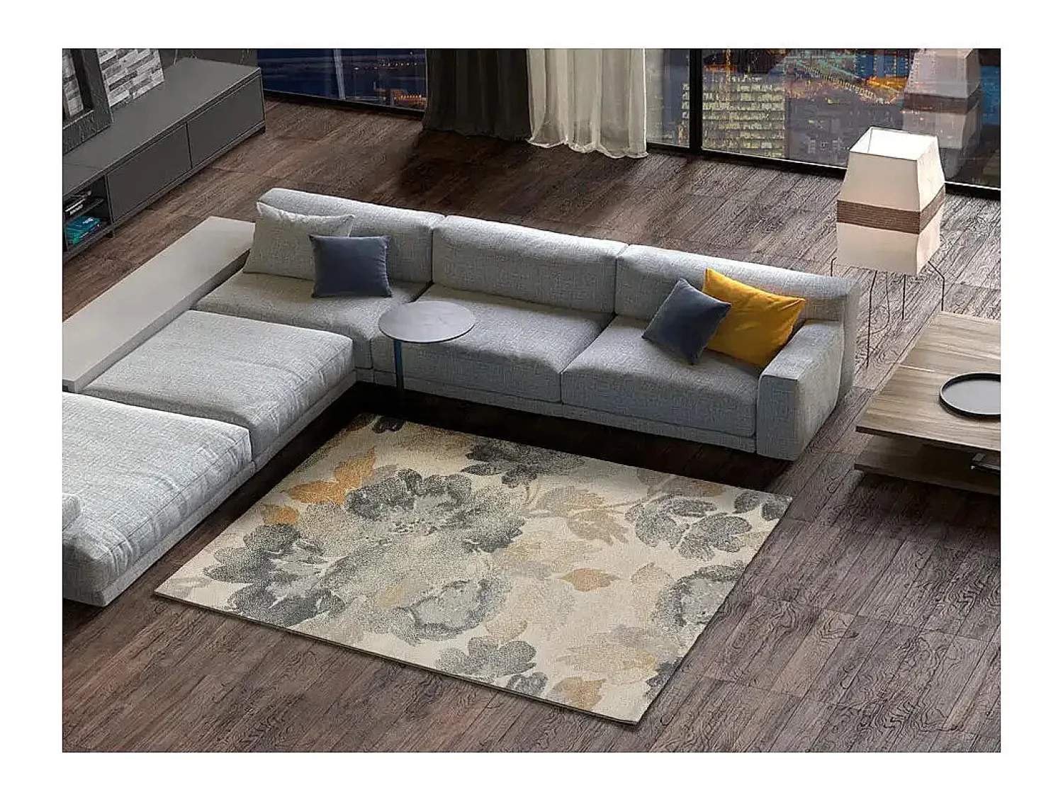Hot Alfombra interior - motivos florales - - 160 x 230 cm - FLORES SUNSET Gris / Beige