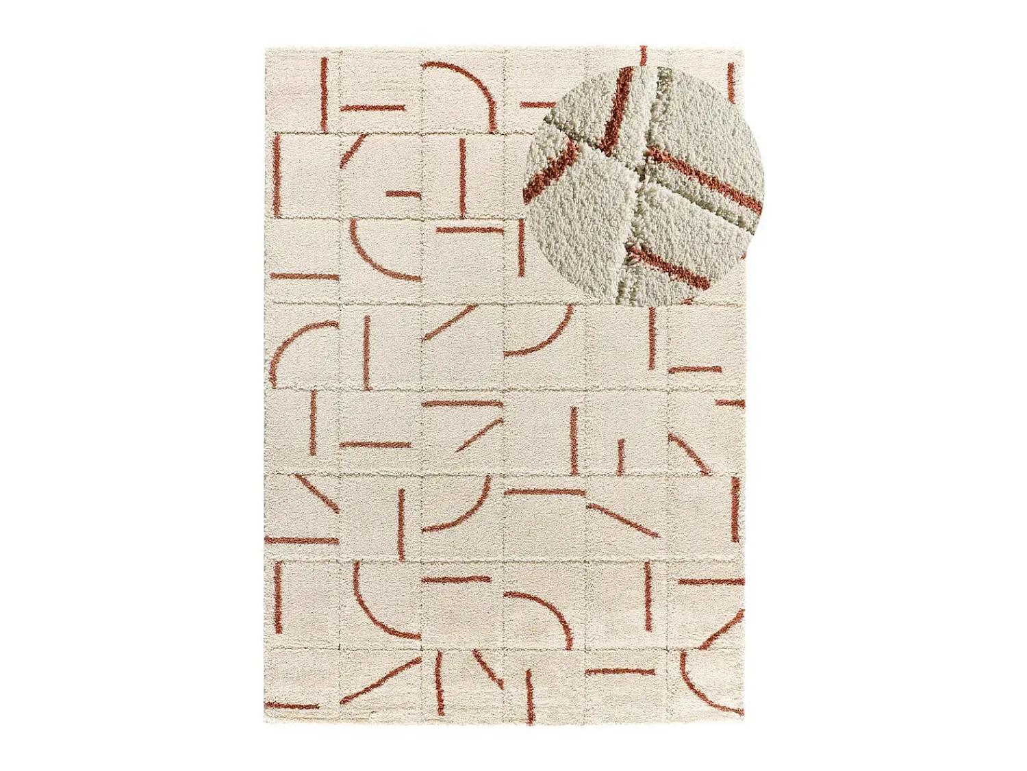 New Alfombra interior - shaggy geométrico - caldera - 133 x 190 cm - BRENDA Cobrizo