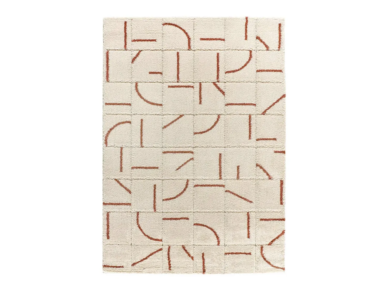 New Alfombra interior - shaggy geométrico - caldera - 133 x 190 cm - BRENDA Cobrizo