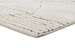 Alfombra interior - étnico con relieve - blanco - 80 x 150 cm - TURIN Negro / Blanco