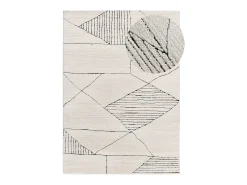 Alfombra interior - étnico con relieve - blanco - 80 x 150 cm - TURIN Negro / Blanco
