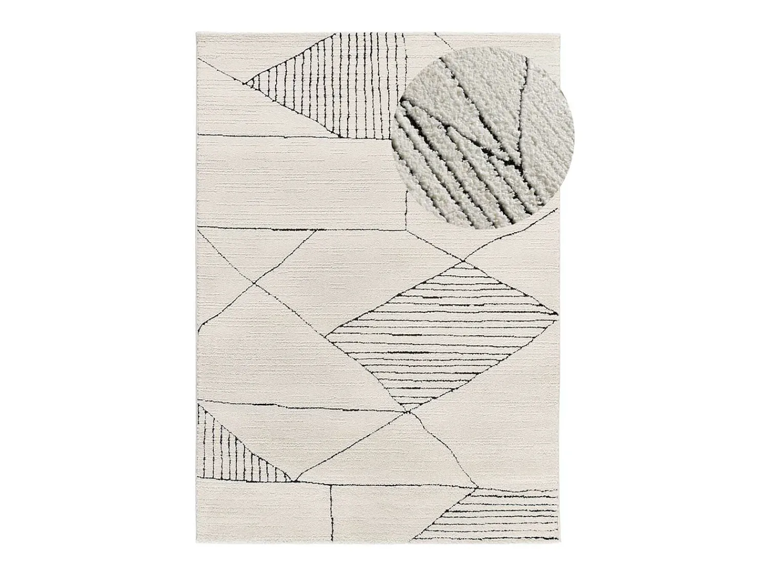 Alfombra De Salón^Alfombra interior - étnico con relieve - blanco - 160 x 230 cm - TURIN Negro / Blanco