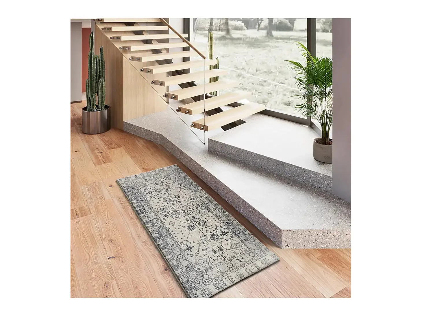 Alfombra interior - vintage - azul - 80 x 200 cm - SIROCO