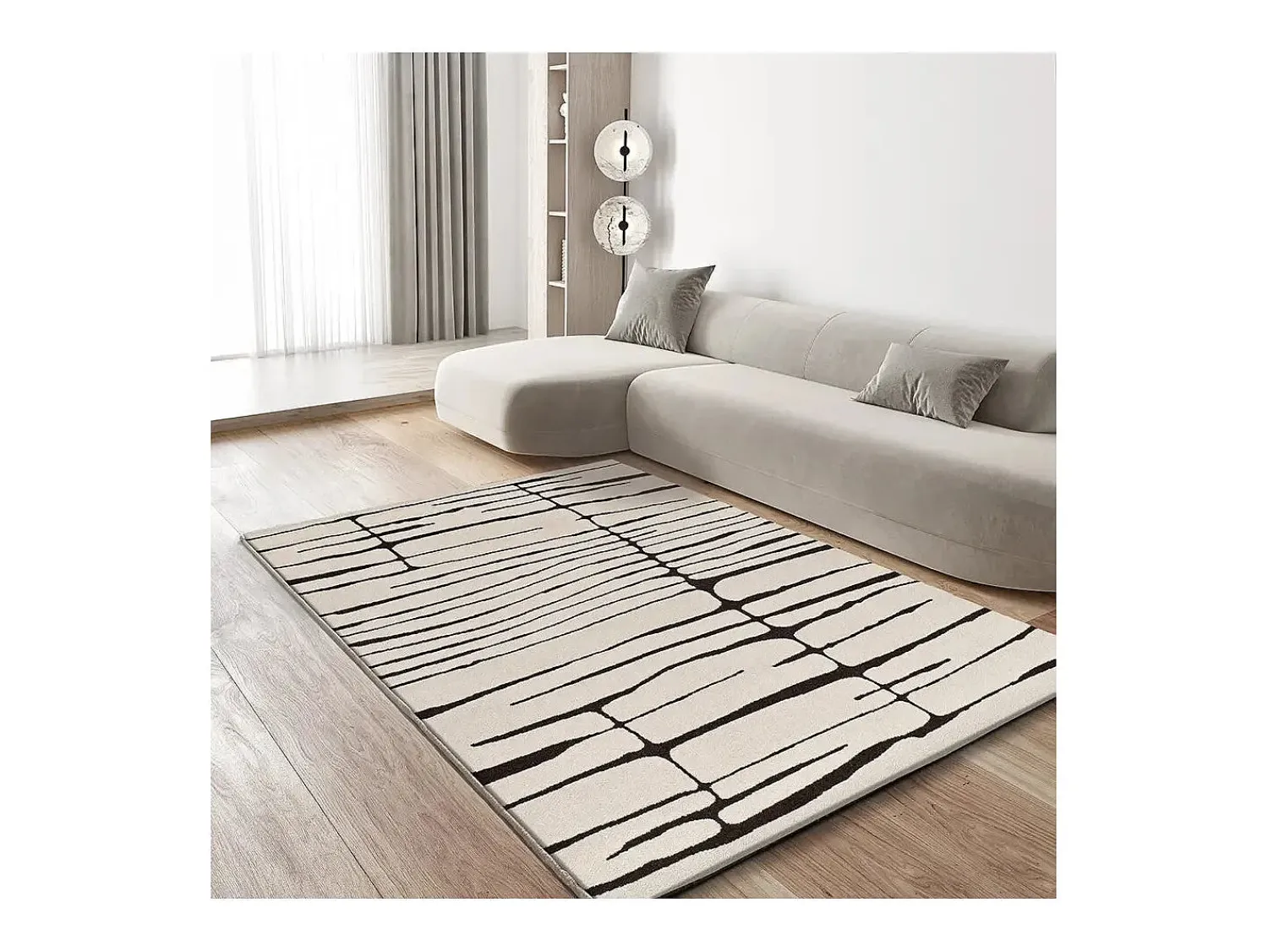 Online Alfombra interior - moderno - blanco / negro - 160 x 230 cm - RETRO Negro / Blanco