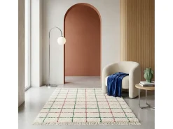 Sweeek Alfombra De Salón^Alfombra interior con flecos diseño de cuadrícula Multicolor