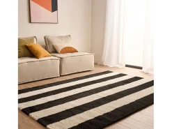 Sweeek Alfombra De Salón^Alfombra interior con rayas en blanco y Negro