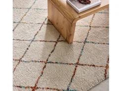 Discount Sweeek Alfombra interior estilo shaggy bereber y multicolor Crema