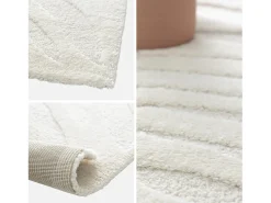 Alfombra interior shaggy con motivo vegetal beige