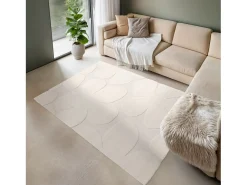 Alfombra interior shaggy diseño floral beige