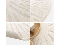 Alfombra interior shaggy redonda beige, 160cm crema