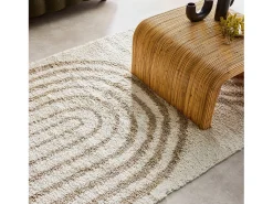 Sweeek Alfombra De Salón^Alfombra interior shaggy con diseños geométricos arco iris Beige