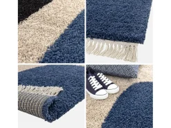 Alfombra interior shaggy con patrones geométricos crema
