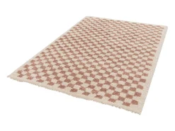 Alfombra interior shaggy damero viejo rosa y crema