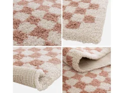 Alfombra interior shaggy damero viejo rosa y crema