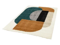 Alfombra interior shaggy con motivos geométricos multicolor