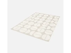 Alfombra interior/exterior diseño geométrico beige poliéster reciclado