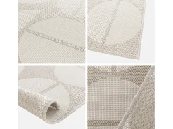 Alfombra interior/exterior diseño geométrico beige poliéster reciclado