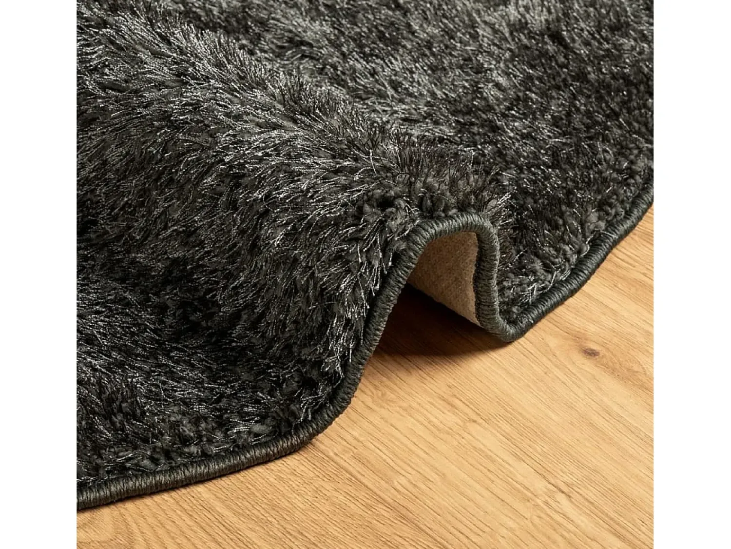 Alfombra De Cocina|Alfombra Redonda^Alfombra ISTAN de pelo largo, aspecto antracita brillante, Ø 160 cm Gris