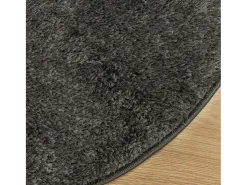 Alfombra De Cocina|Alfombra Redonda^Alfombra ISTAN de pelo largo, aspecto antracita brillante, Ø 160 cm Gris