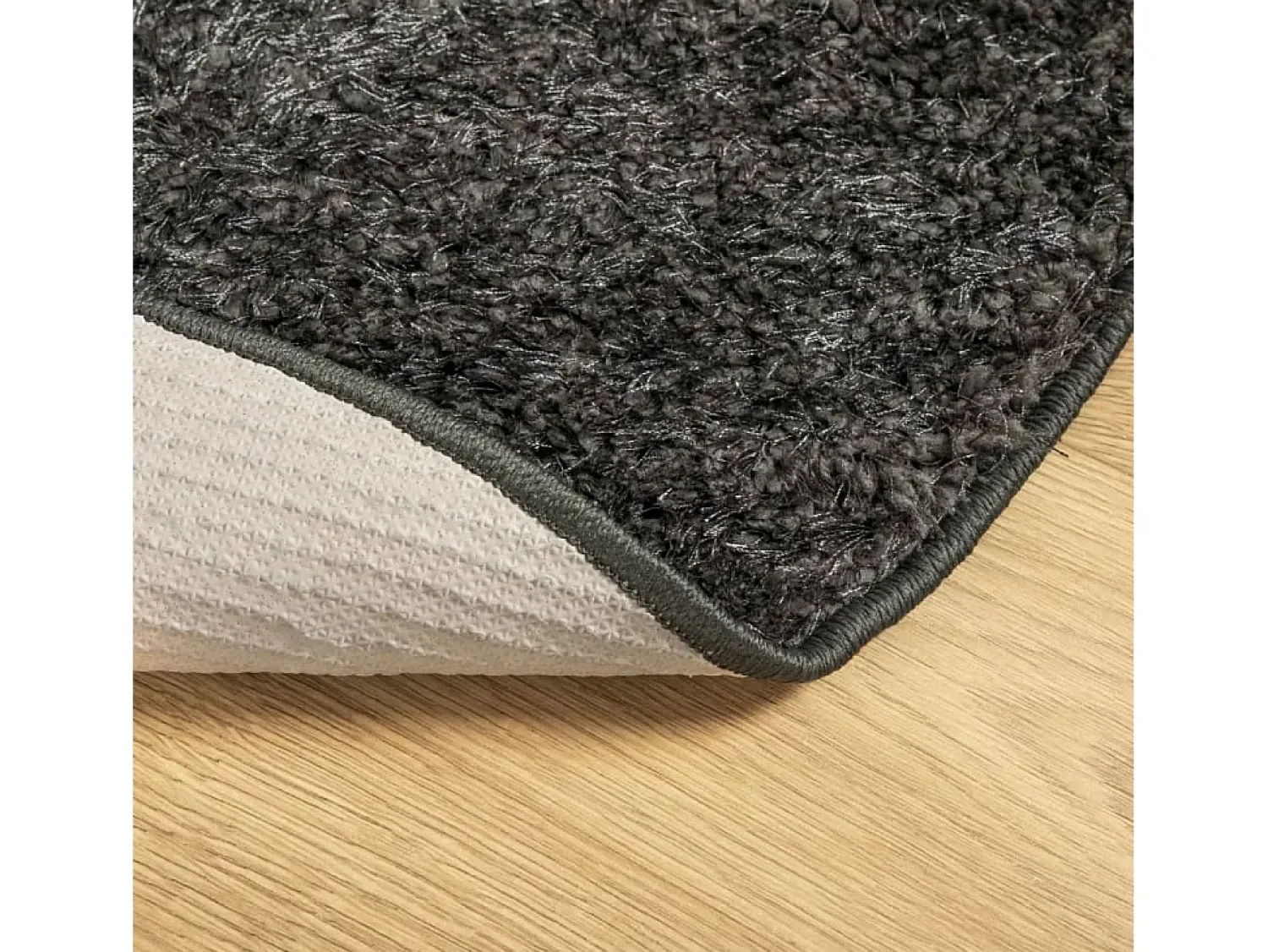 Alfombra De Cocina|Alfombra Redonda^Alfombra ISTAN de pelo largo, aspecto antracita brillante, Ø 160 cm Gris
