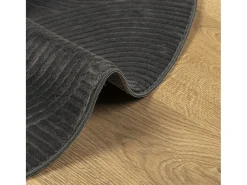 Alfombra IZA de pelo corto de estilo escandinavo en color antracita Ø 100 cm