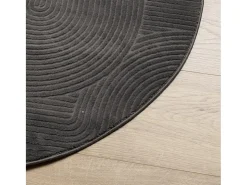 Alfombra IZA de pelo corto de estilo escandinavo en color antracita Ø 100 cm