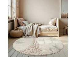 the carpet Alfombra Infantil|Alfombra Redonda^Alfombra Jungle Kids Habitación Infantil 3D Resistente - - 120 cm Redonda Crema