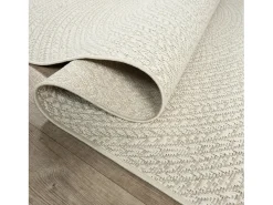 the carpet Alfombra Kansas Exterior Interior Aspecto Yute Resistente intemperie - - 160 cm, redondo Crema