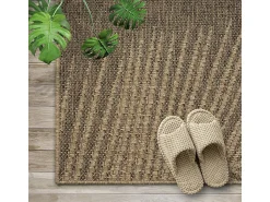 the carpet Alfombra Kansas Exterior Interior Aspecto Yute Palma Resistente intemperie - Naturaleza - 200 x 290 cm Color natural claro