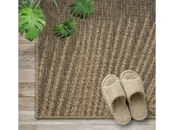 Alfombra Kansas Exterior Interior Aspecto Yute Palma Resistente intemperie - Naturaleza - 60 x 90 cm