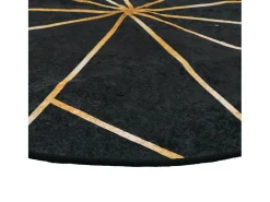 Alfombra lavable antideslizante negro y dorado Ø 120 cm ES93763