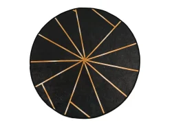 Alfombra lavable antideslizante negro y dorado Ø 120 cm ES93763