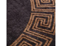 Clicnbuy Alfombra De Salón|Alfombra Redonda^Alfombra lavable antideslizante negro y dorado Ø 200 cm Multicolor