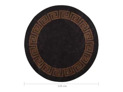 Clicnbuy Alfombra De Salón|Alfombra Redonda^Alfombra lavable antideslizante negro y dorado f120 cm Multicolor
