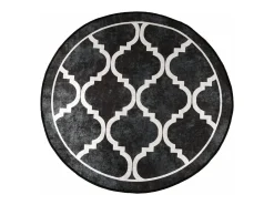 Discount Clicnbuy Alfombra lavable antideslizante negro y blanco Ø 120 cm Multicolor