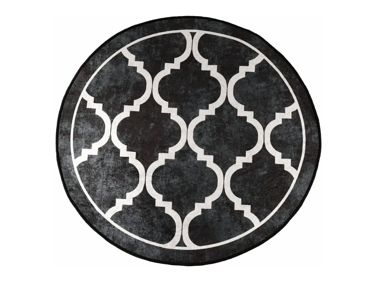 Discount Clicnbuy Alfombra lavable antideslizante negro y blanco Ø 120 cm Multicolor