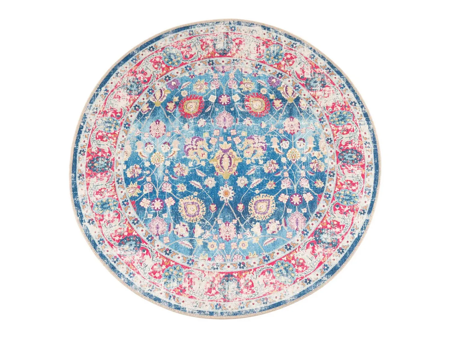 Alfombra De Cocina|Alfombra Redonda^Alfombra lavable multicolor Ø 120 cm antideslizante Azul