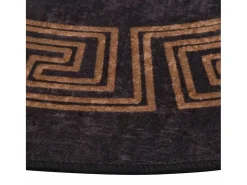 Outlet Alfombra lavable negra y dorada Ø 200 cm antideslizante Negro