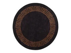 Outlet Alfombra lavable negra y dorada Ø 200 cm antideslizante Negro