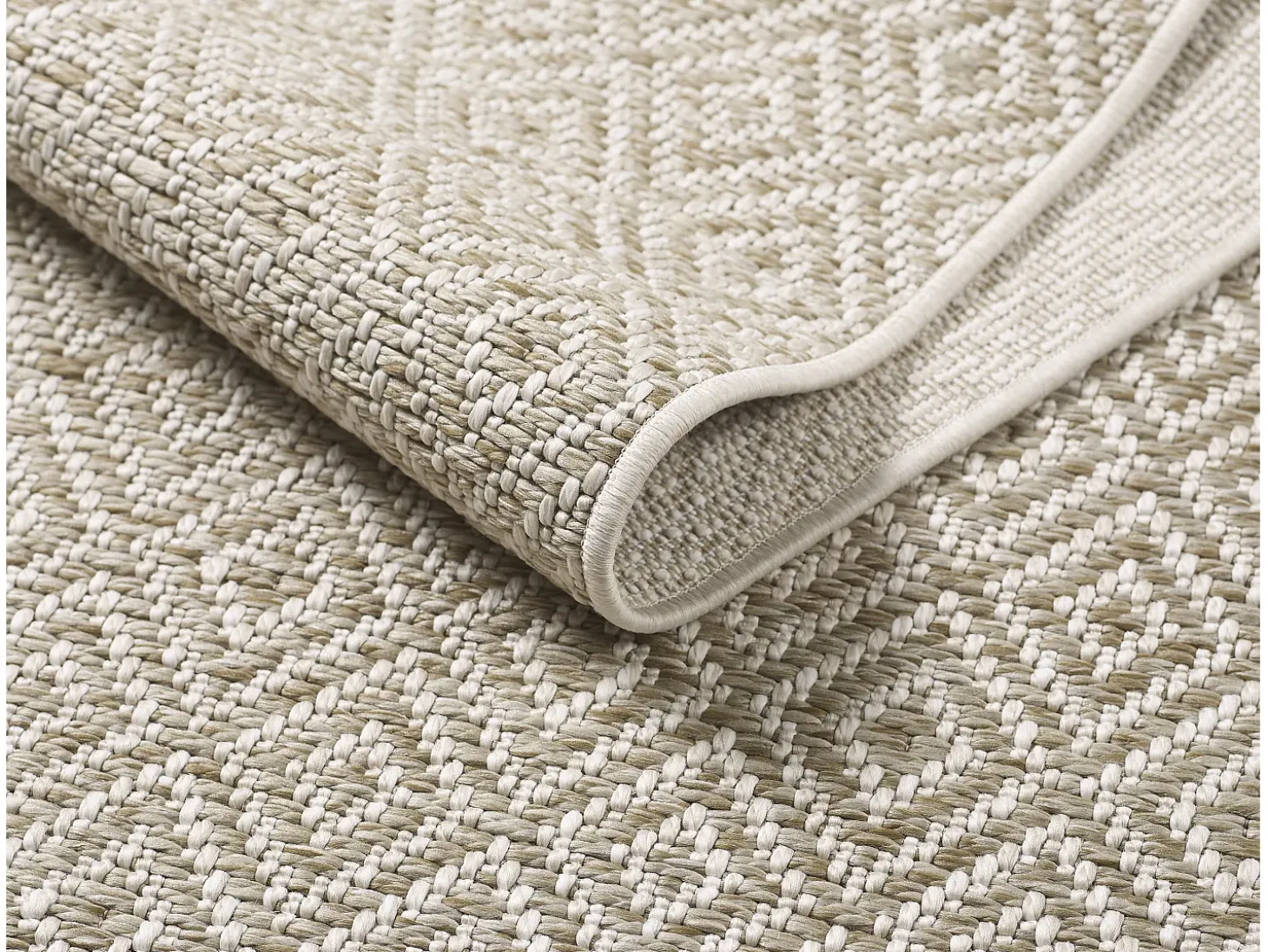 Alfombra Maldive Exterior Boho Diamante, Marrón, 80 x 150 cm