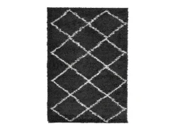Alfombra De Cocina^Alfombra moderna de pelo largo en color y crema de 140 x 200 cm Negro