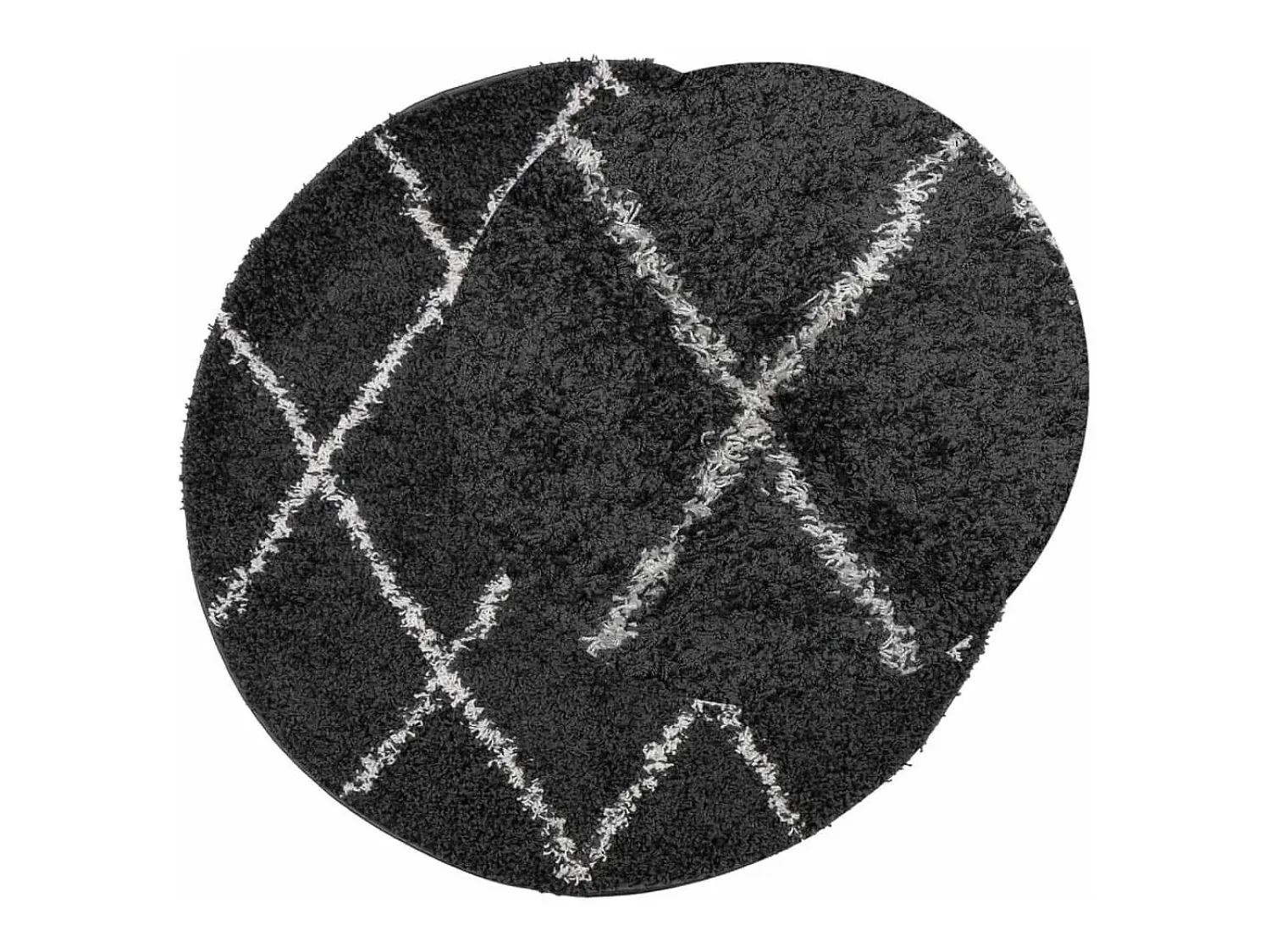 Online Alfombra moderna de pelo largo en color negro y crema, Ø 80 cm Multicolor