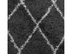 Online Alfombra moderna de pelo largo en color negro y crema, Ø 80 cm Multicolor
