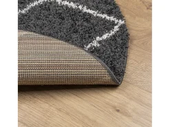 Online Alfombra moderna de pelo largo en color negro y crema, Ø 80 cm Multicolor