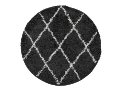 Online Alfombra moderna de pelo largo en color negro y crema, Ø 80 cm Multicolor