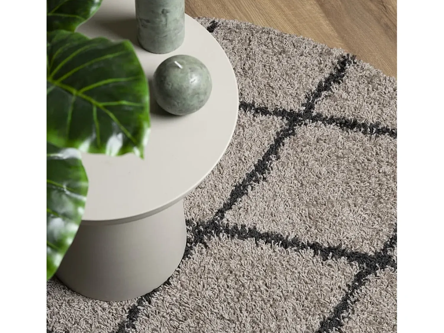 Alfombra De Cocina|Alfombra Redonda^Alfombra moderna de pelo largo en beige y antracita Ø 120 cm Multicolor
